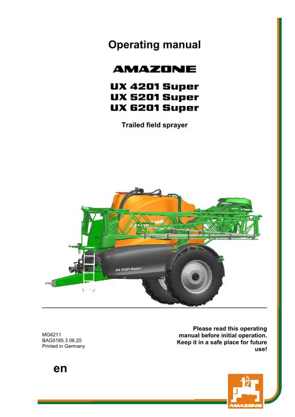 Operation manual UX 4/5/6201 SUPER