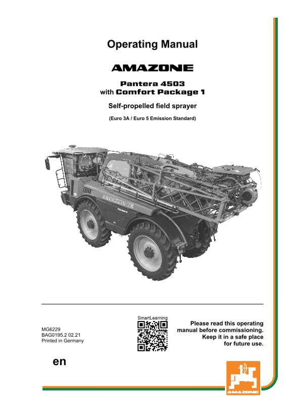 Operation manual PANTERA 4503 CP1 EURO 3A/5
