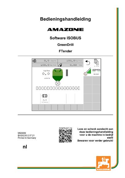 Bedieningshandleiding ISOBUS SOFTWARE GREENDRILL/FTENDER