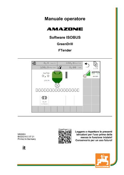 Manuale di intruzioniISOBUS SOFTWARE GREENDRILL/FTENDER