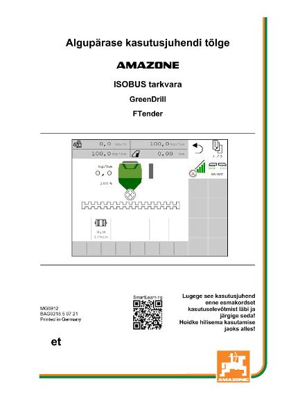 Kasutusjuhend ISOBUS SOFTWARE GREENDRILL/FTENDER