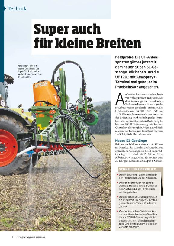 dlz agrarmagazin Artikel "Super auch für kleine Breiten - UF 1201" 05/2016