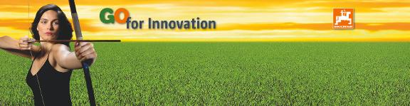 Ausstellungsobjekt Banner GO for Innovation Bogenschützin