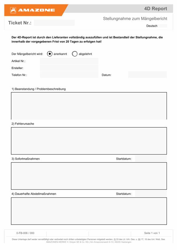 4D Report für Lieferanten zum Mängelbericht