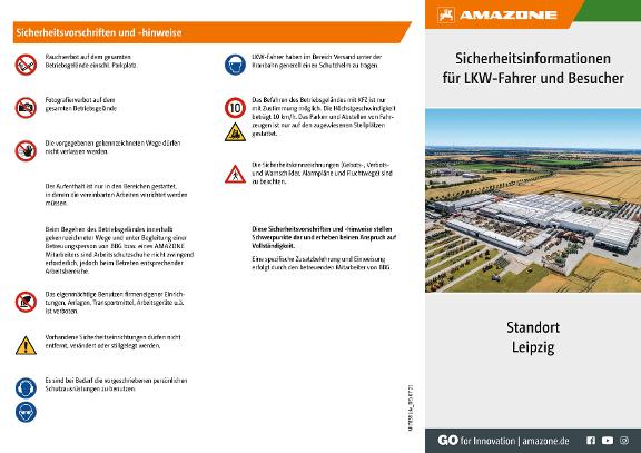 Flyer Sicherheitsinformationen für LKW-Fahrer und Besucher – Leipzig