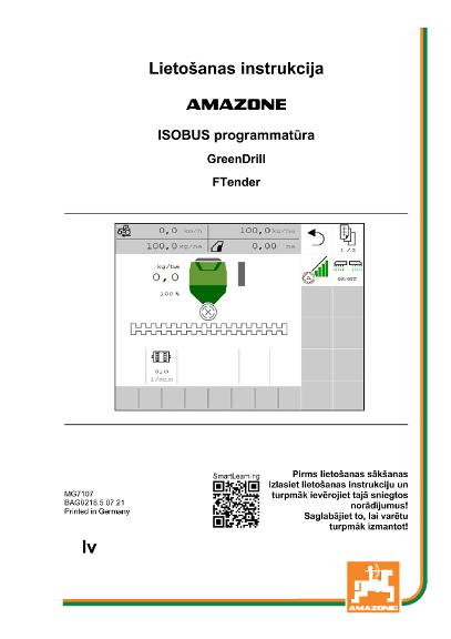Ekspluatācijas instrukcija  ISOBUS SOFTWARE GREENDRILL/FTENDER