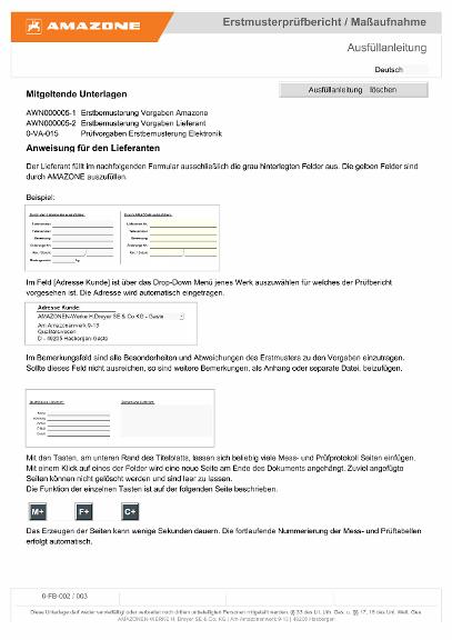 Vordruck AMAZONE Erstmuster-Prüfbericht Elektronik