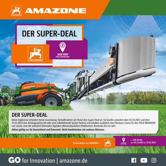 Anzeige „DER SUPER-DEAL“ – Partneraktion von AMAZONE und xarvio, 1200x1200pix, rgb
