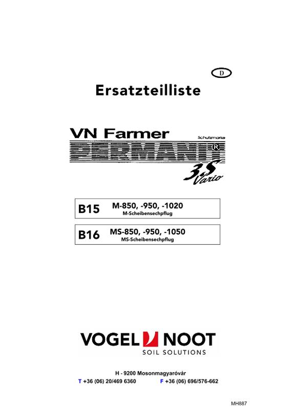 Ersatzteilliste FARMER PERMANIT 3S VARIO/M(B15)/MS(B16)