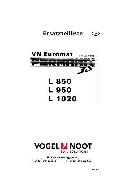 Ersatzteilliste EUROMAT PERMANIT 3S L850/L950