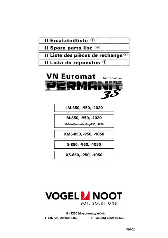 Ersatzteilliste EUROMAT PERMANIT 3S LM/M/XMS/S/XS