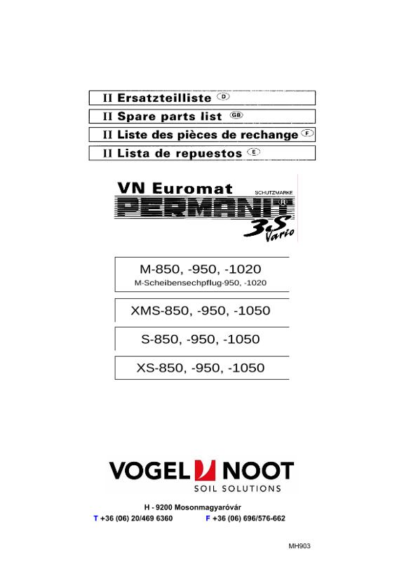 Ersatzteilliste EUROMAT PERMANIT 3S VARIO M/XMS/S/XS