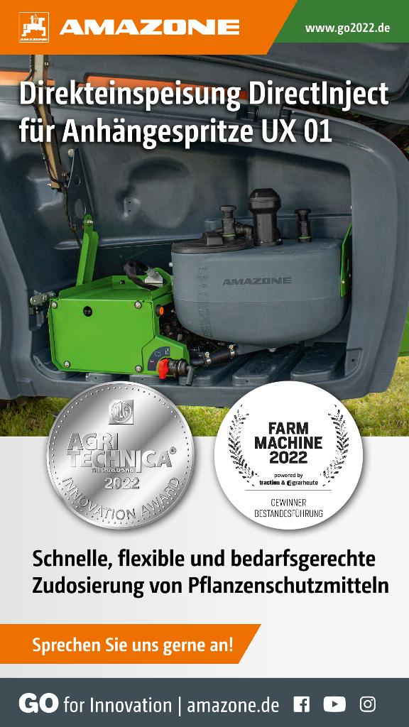 WhatsApp-Anzeige „Direkteinspeisung DirectInject für Anhängespritze UX 01“, 1080x1920 pix, rgb
