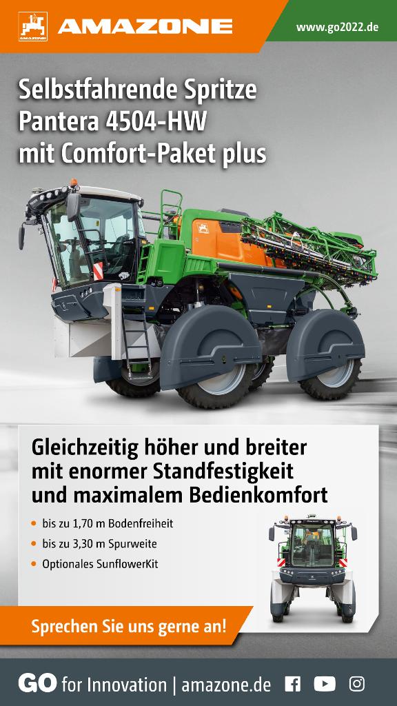WhatsApp-Anzeige „Selbstfahrende Spritze Pantera 4504-HW mit Comfort-Paket plus“, 1080x1920 pix, rgb