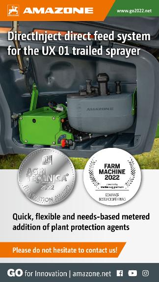 WhatsApp Advertisement „DirectInject direct feed system for the UX 01 trailed sprayer“, 1080x1920 pix, rgb, en