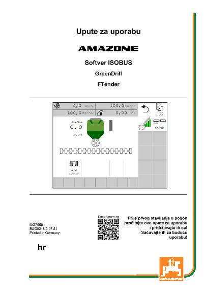 Upute za uporabu  ISOBUS SOFTWARE GREENDRILL/FTENDER