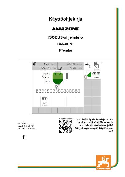 Käyttöohjekirja ISOBUS-SOFTWARE GREENDRILL/FTENDER 
