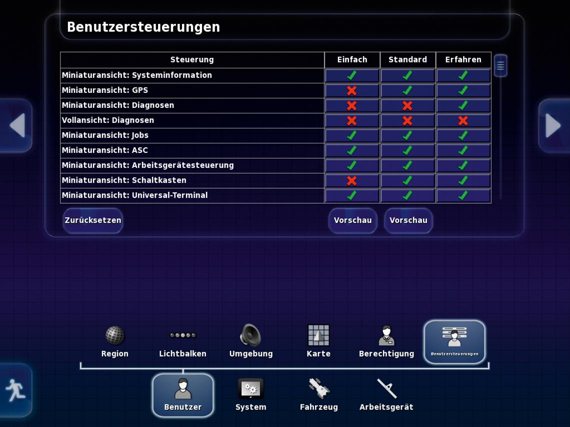 AMAPAD Benutzereinstellungen