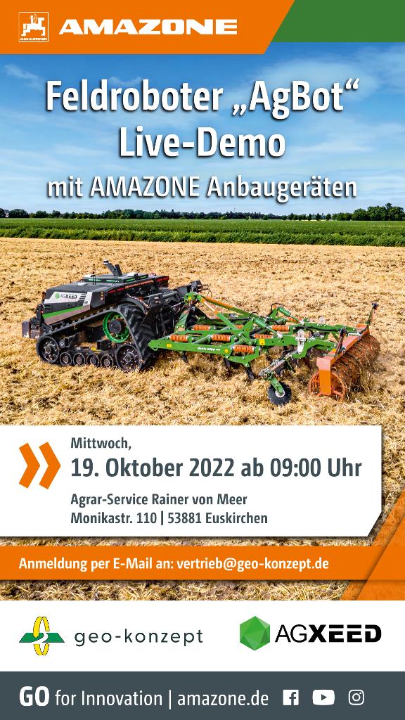 WhatsApp-Anzeige „Feldroboter „AgBot“ – Live-Demo“, 1080x1920 pix, rgb