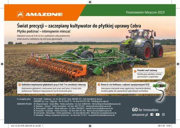 Anzeige „Świat precyzji – zaczepiany kultywator do płytkiej uprawy Cobra”, 204x140, 4c, pl