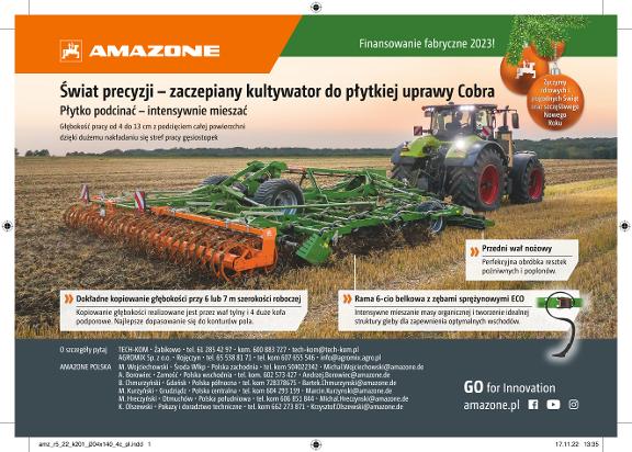 Anzeige „Świat precyzji – zaczepiany kultywator do płytkiej uprawy Cobra”, 204x140, 4c, pl