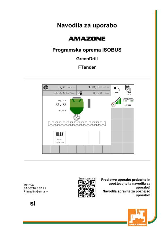 Navodila za uporabo ISOBUS SOFTWARE GREENDRILL/FTENDER 