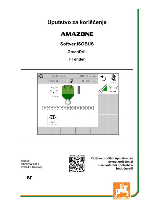 Uputstvo za korišćenje ISOBUS SOFTWARE GREENDRILL/FTENDER 