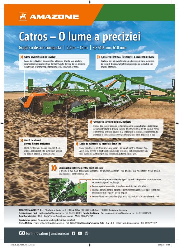 Anzeige „Catros – O lume a preciziei“, A4, 4c, ro