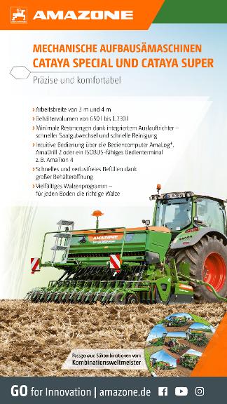 WhatsApp-Anzeige „MECHANISCHE AUFBAUSÄMASCHINEN CATAYA SPECIAL UND CATAYA SUPER – Präzise und komfortabel“, 1080x1920 pix, rgb