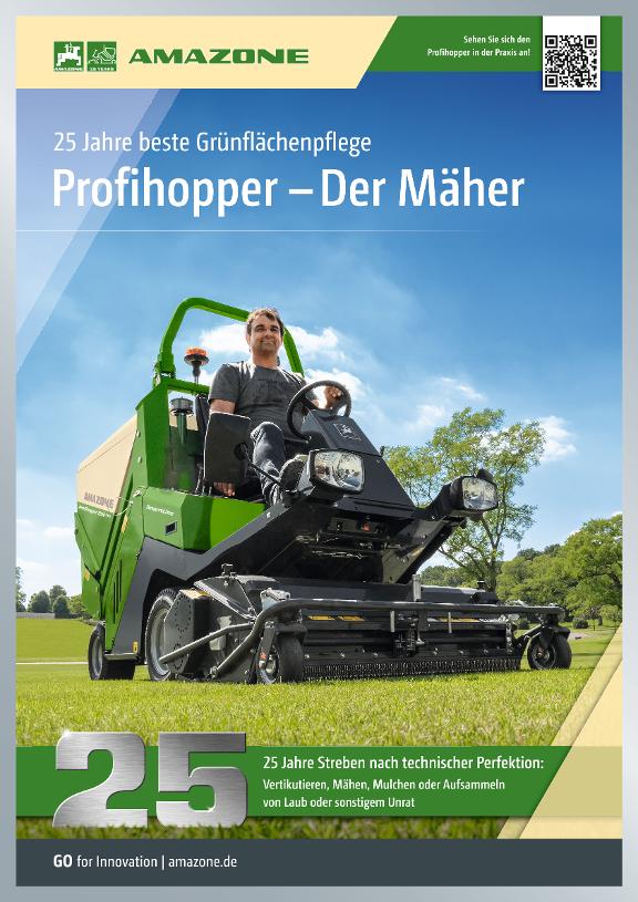 Poster „25 Jahre beste Grünflächenpflege Profihopper – Der Mäher“, 594 x 841 mm