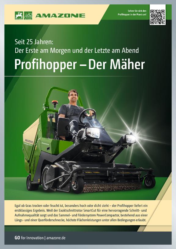 Poster „Seit 25 Jahren: Der Erste am Morgen und der Letzte am Abend Profihopper – Der Mäher“, 594 x 841 mm