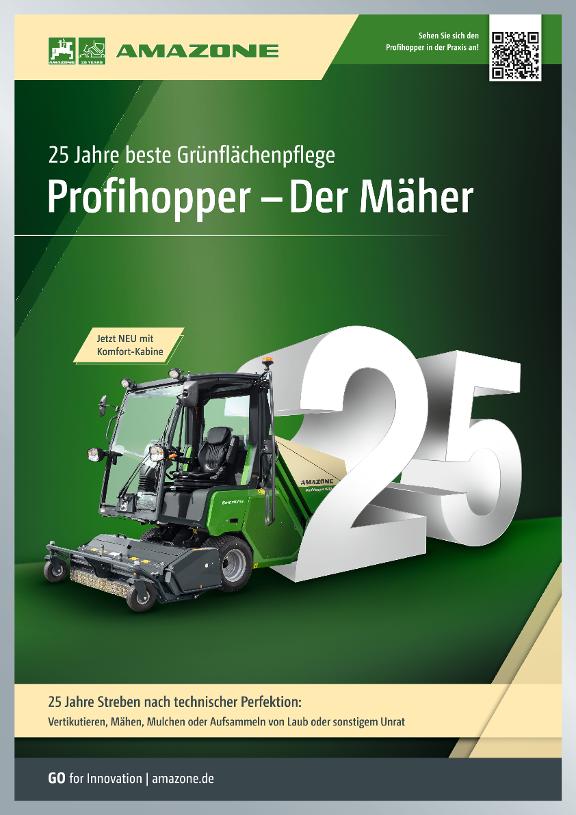 Poster „25 Jahre beste Grünflächenpflege Profihopper – Der Mäher“, 594 x 841 mm