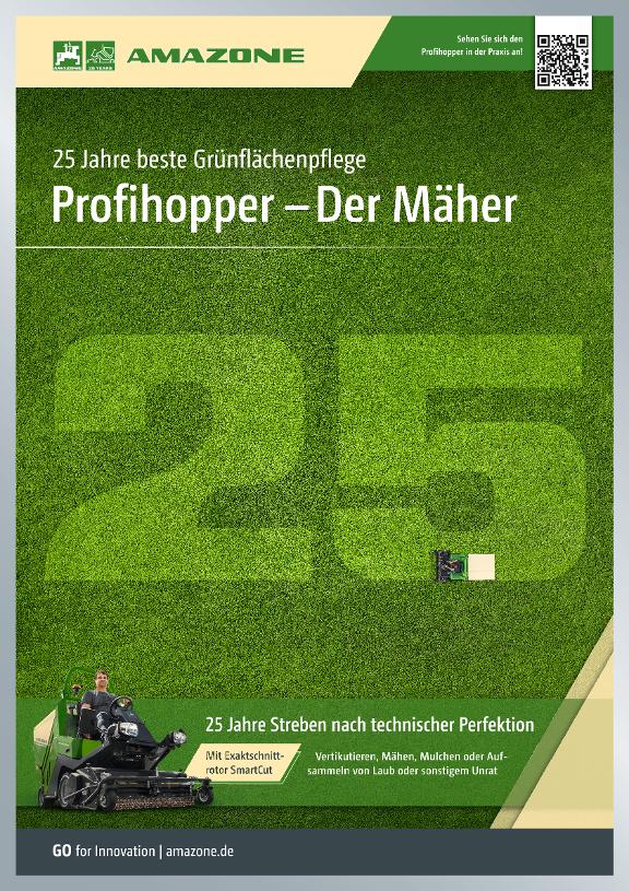 Poster „25 Jahre beste Grünflächenpflege Profihopper – Der Mäher“, 594 x 841 mm