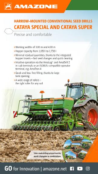 WhatsApp Advertisement „HARROW-MOUNTED CONVENTIONAL SEED DRILLS CATAYA SPECIAL AND CATAYA SUPER – Precise and comfortable“, 1080x1920 pix, rgb,en
