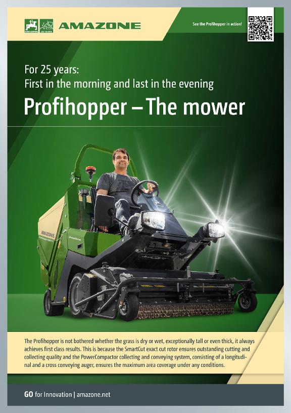 Poster „For 25 years: First in the morning and last in the evening Profihopper – The mower“, 594 x 841 mm