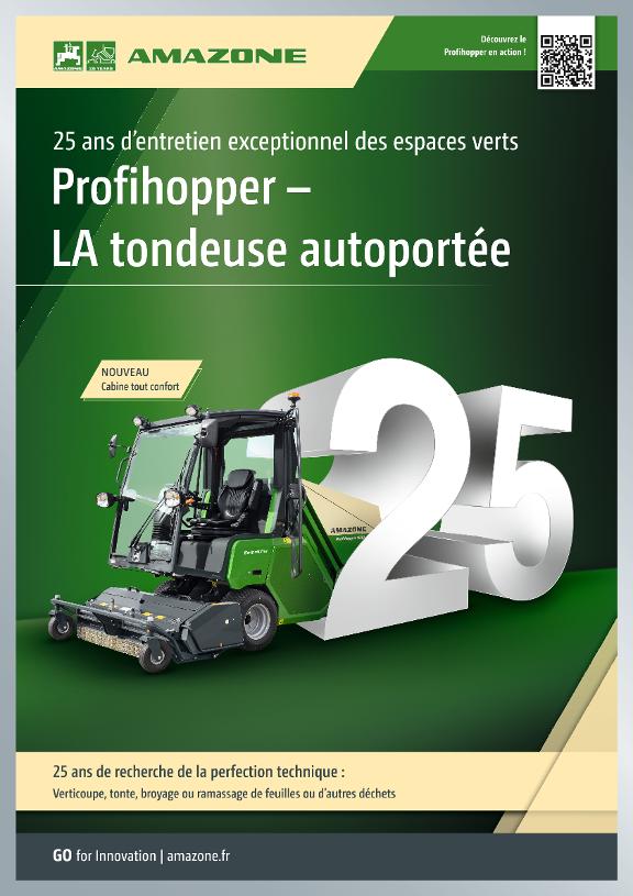 Poster „25 ans d’entretien exceptionnel des espaces verts Profihopper – LA tondeuse autoportée“, 594 x 841 mm, fr