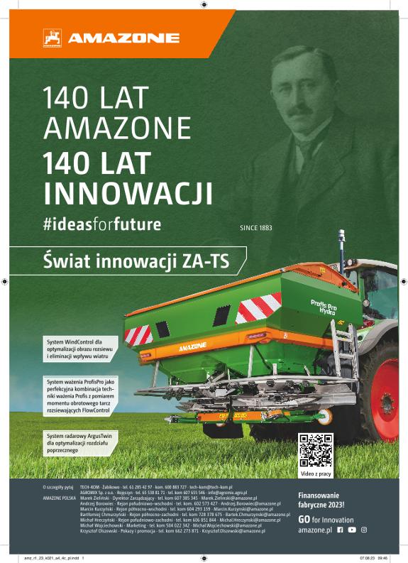 Anzeige  „140 LAT AMAZONE – 140 LAT INNOWACJI“, A4, 4c