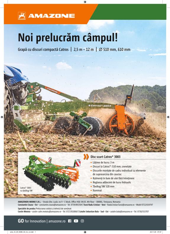 Anzeige Catros „Noi prelucrăm câmpul!“, A4, 4c, ro