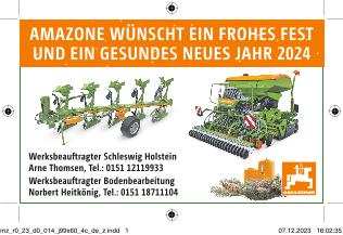 AMAZONE WÜNSCHT EIN FROHES FEST UND EIN GESUNDES NEUES JAHR 2024, 99 x 60, 4c, Zeitungsdruck