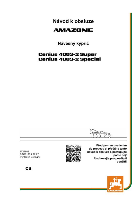Návod na obsluhu CENIUS 4003-2 SUPER/SPECIAL