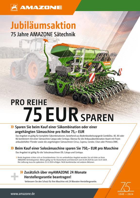 Flyer „Jubiläumsaktion – 75 Jahre AMAZONE Sätechnik“, A4, 5c