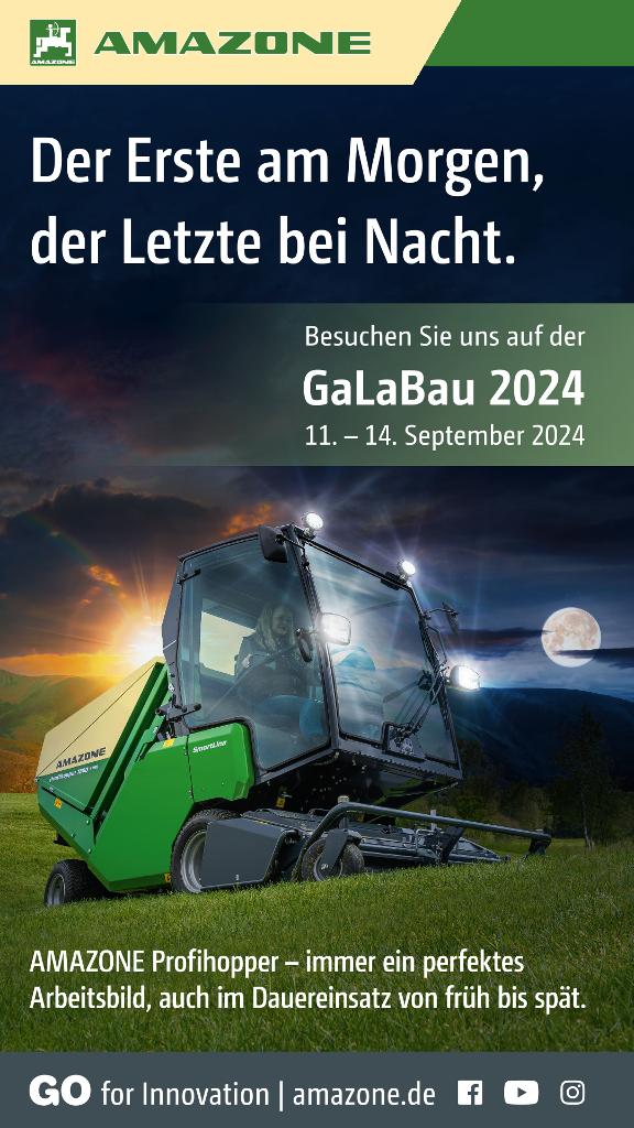 WhatsApp-Anzeige „Der Erste am Morgen, der Letzte bei Nacht.“, GaLaBau 2024, 1080x1920pix, rgb