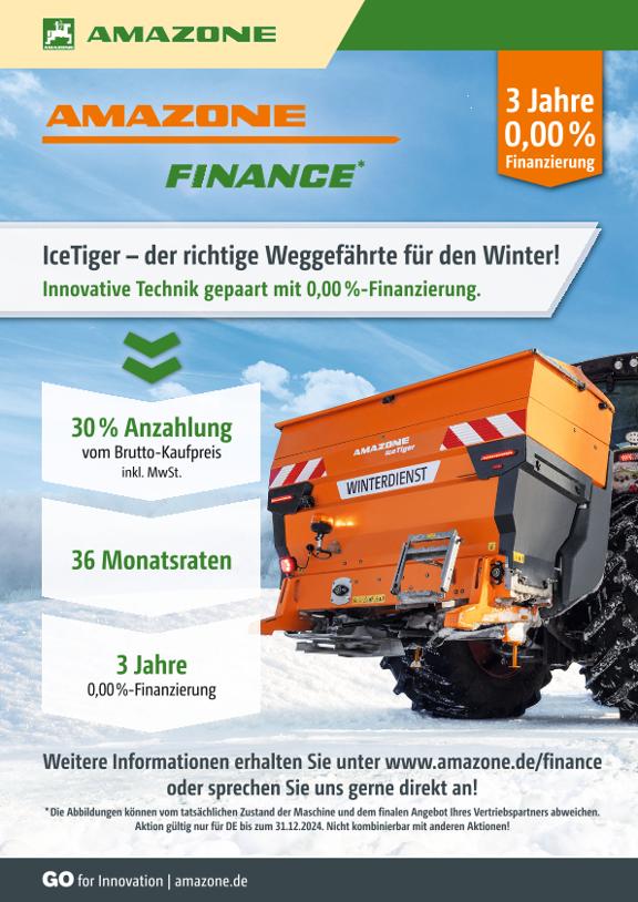 Flyer AMAZONE FINANCE – IceTiger – der richtige Weggefährte für den Winter!, A4