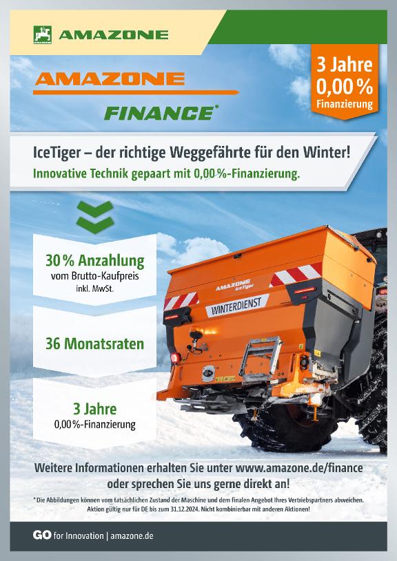 Poster "AMAZONE Finance IceTiger – der richtige Weggefährte für den Winter!", 594 x 841 mm
