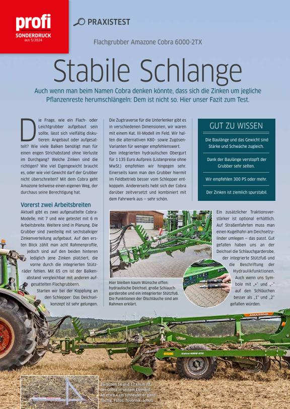 profi Sonderdruck Amazone Cobra 6000-2TX - Stabile Schlange - 2024-04