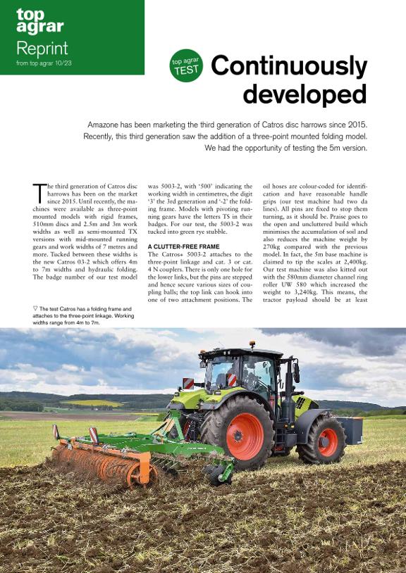 top agrar Sonderdruck Catros03 - Continuosly developed 10-2023