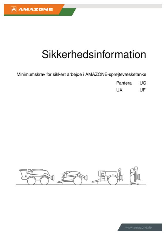 Sikkerhedsinformation Minimumskrav for sikkert arbejde i AMAZONE-sprøjtevæsketanke