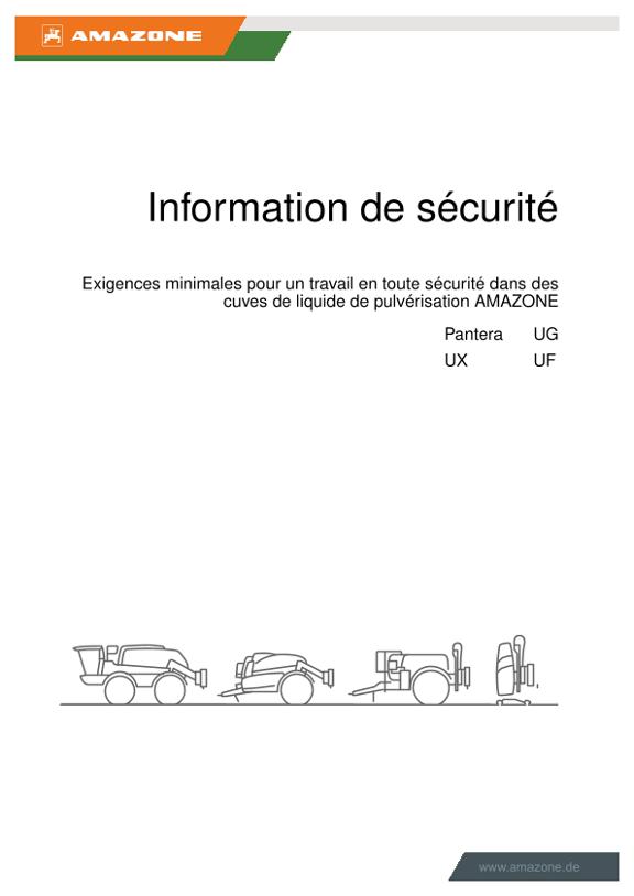 Information de sécurité Exigences minimales pour un travail en toute sécurité dans des cuves de liquide de pulvérisation AMAZONE