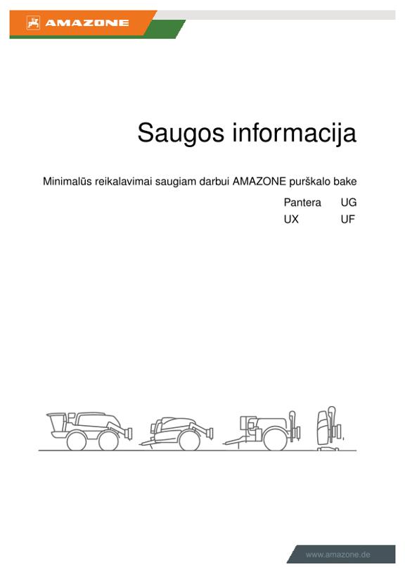 Saugos informacija Minimalūs reikalavimai saugiam darbui AMAZONE purškalo bake