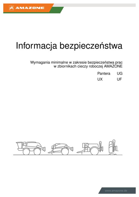 Informacja bezpieczeństwa Wymagania minimalne w zakresie bezpieczeństwa prac w zbiornikach cieczy roboczej AMAZONE